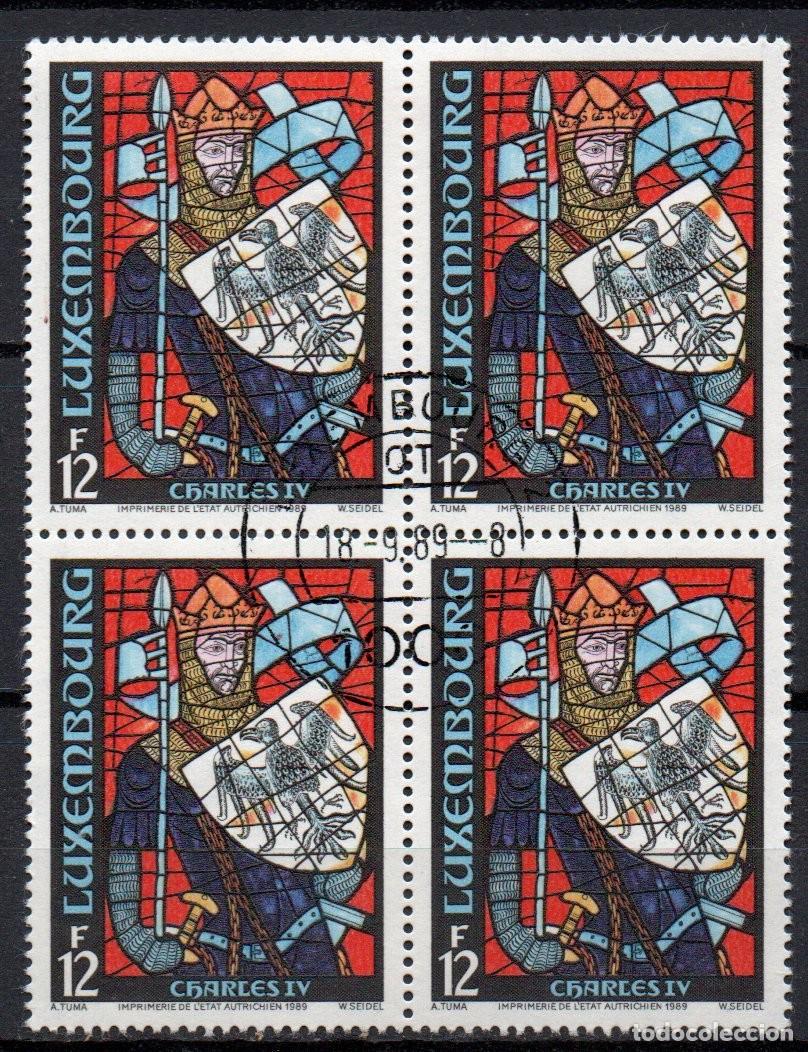 Sellos: LUXEMBURGO A&Ntilde;O 1989 YV 1177*&ordm; (CTO) VIDRIERAS DE LA CATEDRAL DE LUXEMBURGO ARTE ESCUDOS HER&Aacute;LDICA