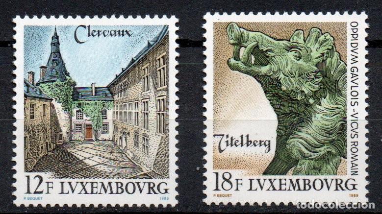 Sellos: LUXEMBURGO A&Ntilde;O 1989 YV 1180/81*** TURISMO CASTILLOS Y PALACIOS ESCULTURA ARTE ANTIGUO ARQUEOLOG&Iacute;A