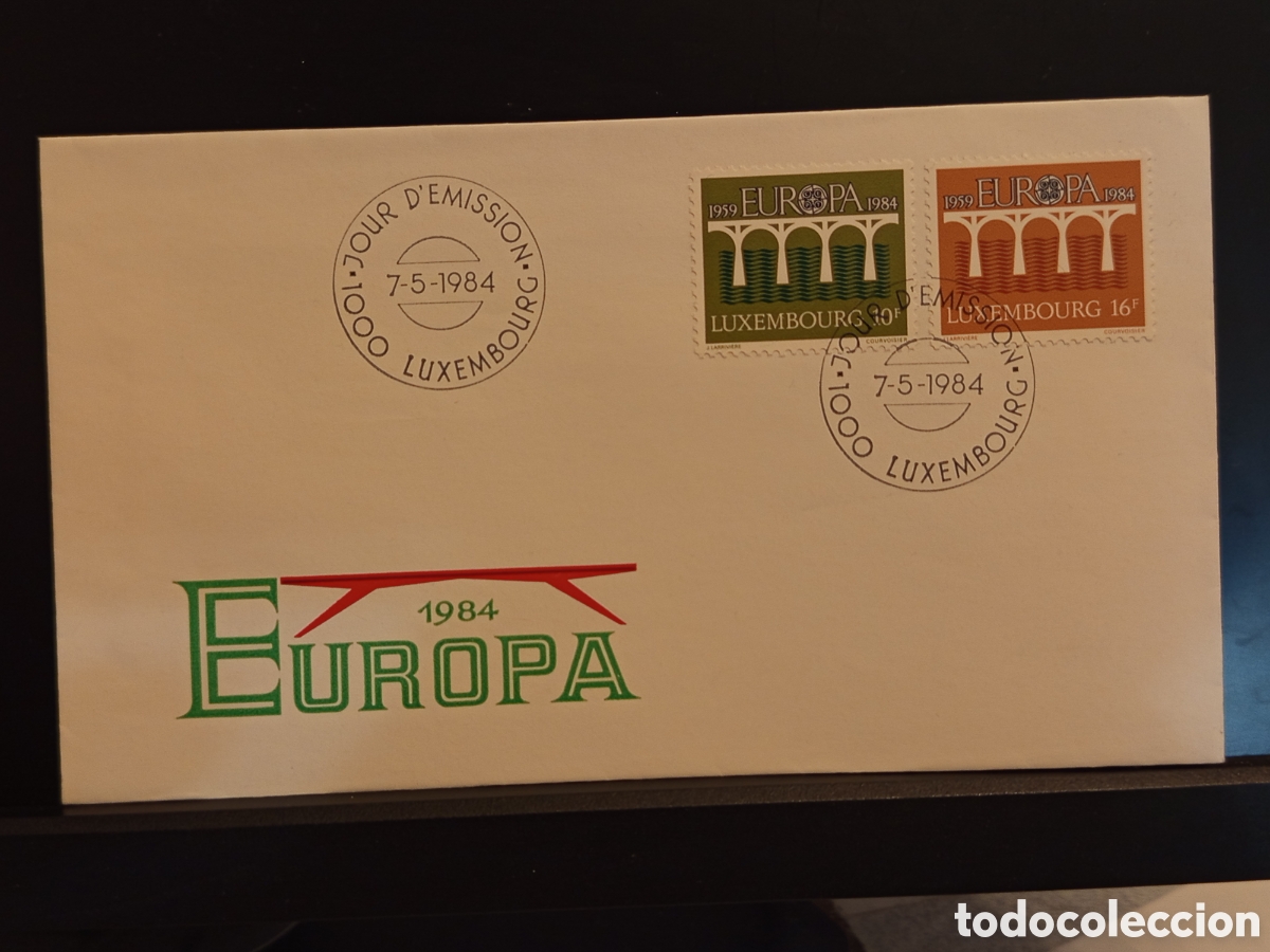 Sellos: T&iacute;tulo (77 caracteres): &rdquo;FDC Luxemburgo 1984 - Europa CEPT 25 aniversario - Puente - Jour d'Emission