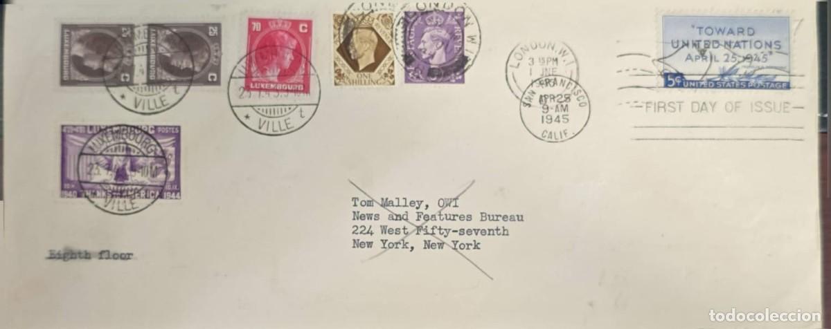 Sellos: O) 1945 LUXEMBOURG, GRAND DUCHESS CHARLOTTE, HOMAGE TO FRANCE - HONOR THE ALLIED NATIONS, SCT 118,