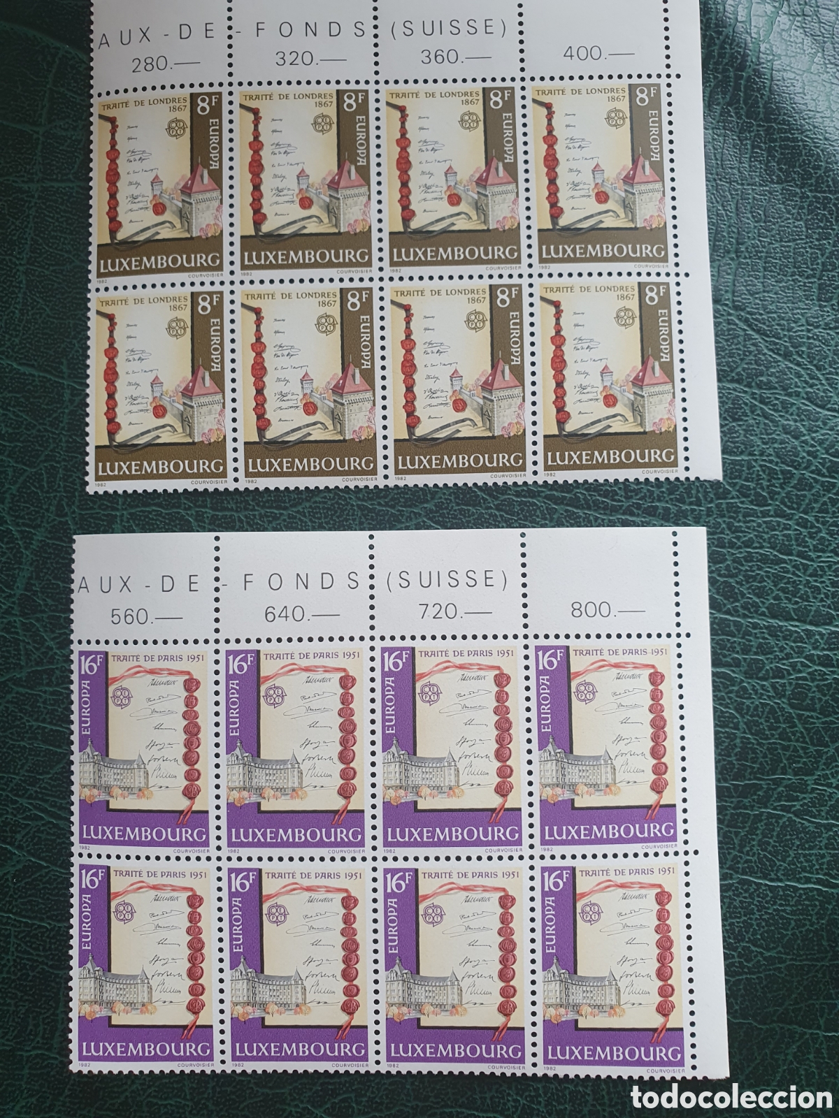 Timbres: Europa Luxemburgo 1982 serie completa bloques de 8