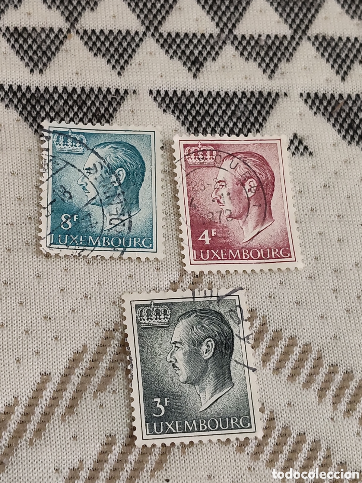 Sellos: 3 sellos de Luxemburgo Gran Duque Juan 1965 usados