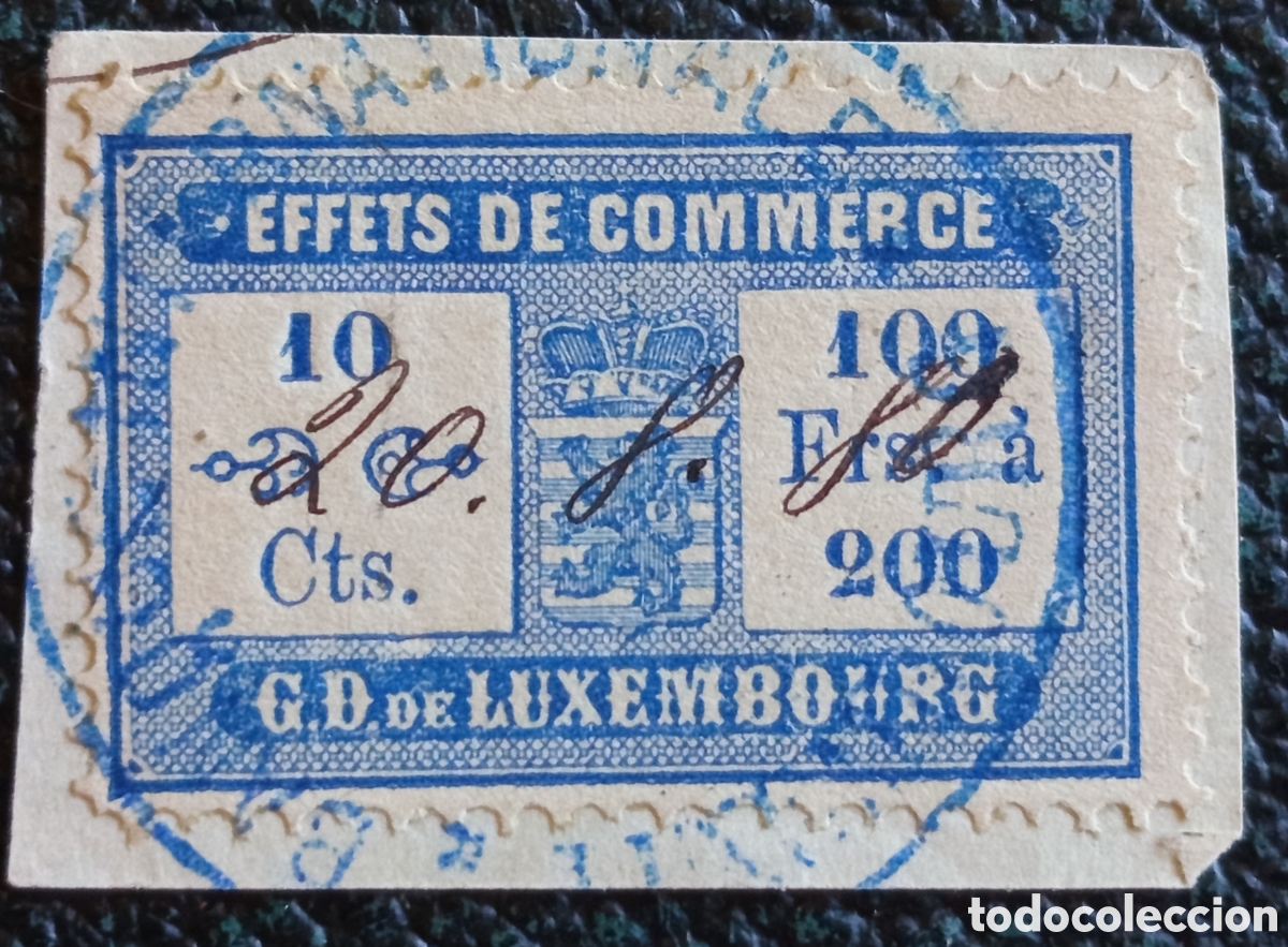 Sellos: Timbre Fiscal Luxemburgo 10c 1895 Effets de Commerce Cat Forbin #13 Usado