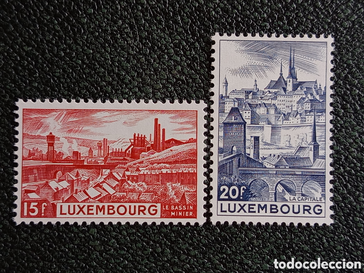 Sellos: Luxemburgo 1952 Serie Vistas Bassin Minier y La Capitale MNH - Michel #503-504