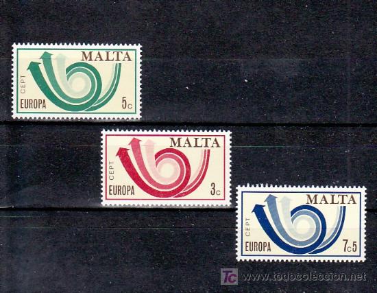Sellos: MALTA  474/6 SIN CHARNELA, TEMA EUROPA 1973, - Foto 1