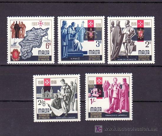 Sellos: MALTA  339/43 SIN CHARNELA, 4&ordm; CENTENARIO DE LA VALETTE, - Foto 1