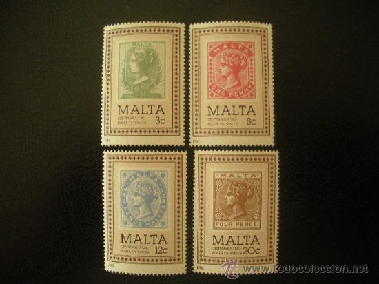 Sellos: Malta 1985 Ivert 700/3 *** Centenario del Sello - Foto 1