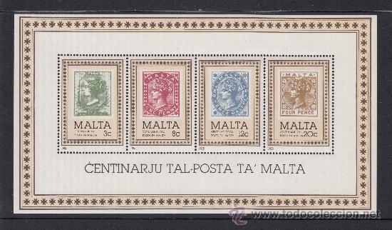 Sellos: MALTA HB 8** - A&Ntilde;O 1985 - CENTENARIO DEL SELLO - Foto 1