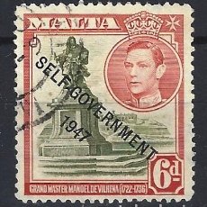Selos: MALTA 1948 - JORGE VI, SOBREIMPRESO SELF-GOVERNMENT 1947 - SELLO USADO. Lote 309204628