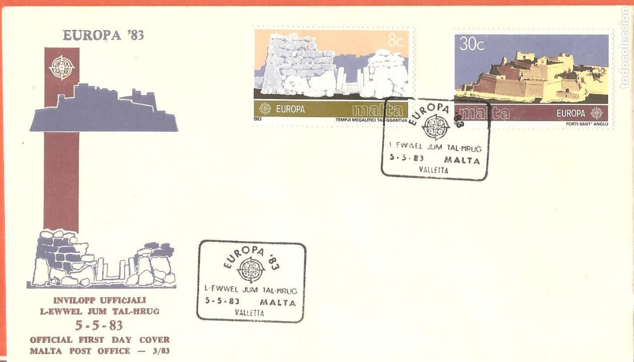 Sellos: SPD -FDC MALTA, TEMA EUROPA 1983 - Foto 1