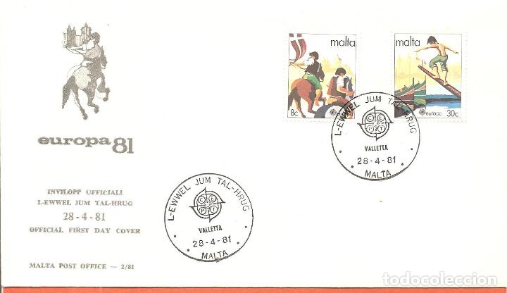 Sellos: SPD -FDC, MALTA, TEMA EUROPA , FOLKLORE, 1981 - Foto 1