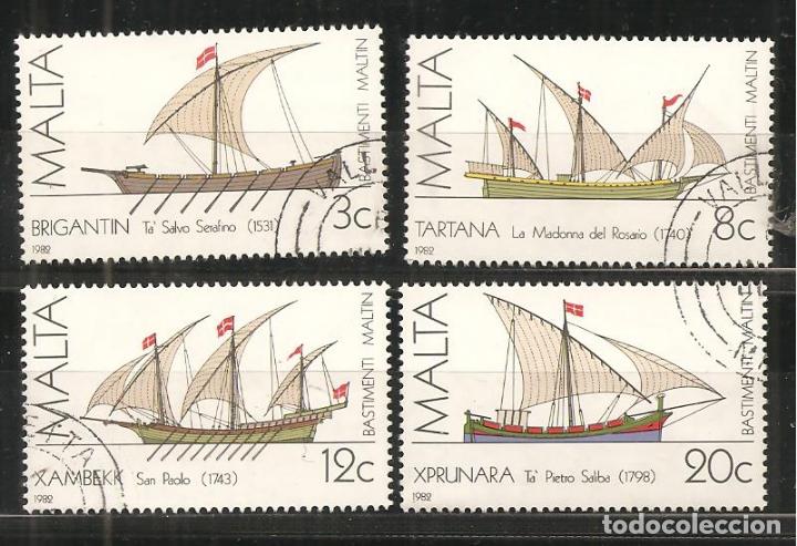 Sellos: MALTA, YVERT 657/60, BARCOS , MATASELLADOS - Foto 1