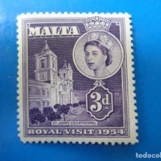 Sellos: MALTA, 1954, VISITA REAL, YVERT 235. Lote 364004026