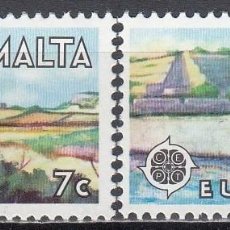 Sellos: MALTA 1977 - YVERT 549/550 ** NUEVO SIN FIJASELLOS - TEMA EUROPA CEPT. PAISAJES