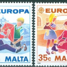 Sellos: MALTA 1989 IVERT 795/6 *** EUROPA - JUEGOS INFANTILES