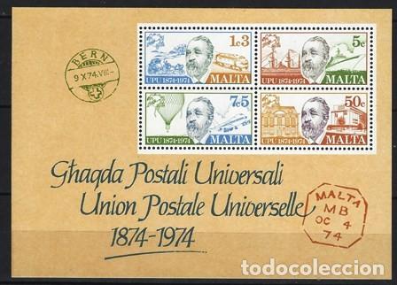 Sellos: MALTA 1974 - HB CENTENARIO DE LA UPU - MNH** - Foto 1