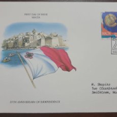 Sellos: P) 1989 MALTA, 25TH ANNIVERSARY OF INDEPENDENCE, FLAG OF THE COMMONWEALTH STAMP PAIR, CIRCULATED TO