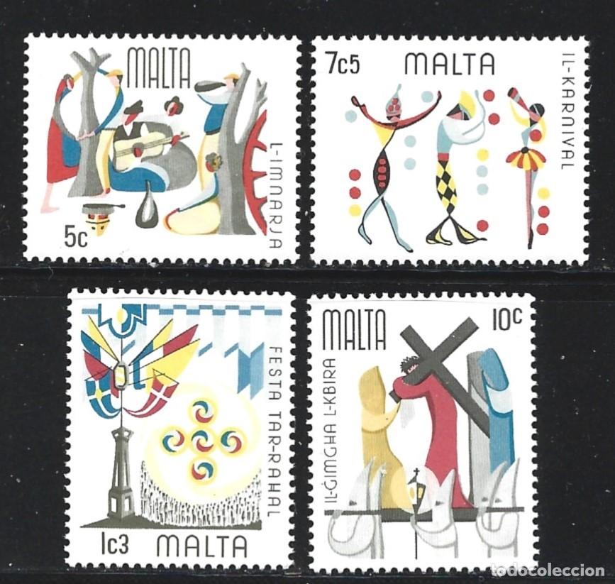 Sellos: MALTA 520/23** - A&Ntilde;O 1976 - FOLKLORE MALTES - Foto 1