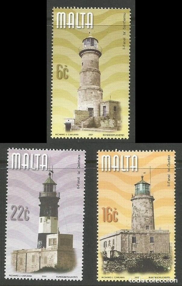 Sellos: MALTA 2001 - FAROS - YVERT 1130/1132** - Foto 1