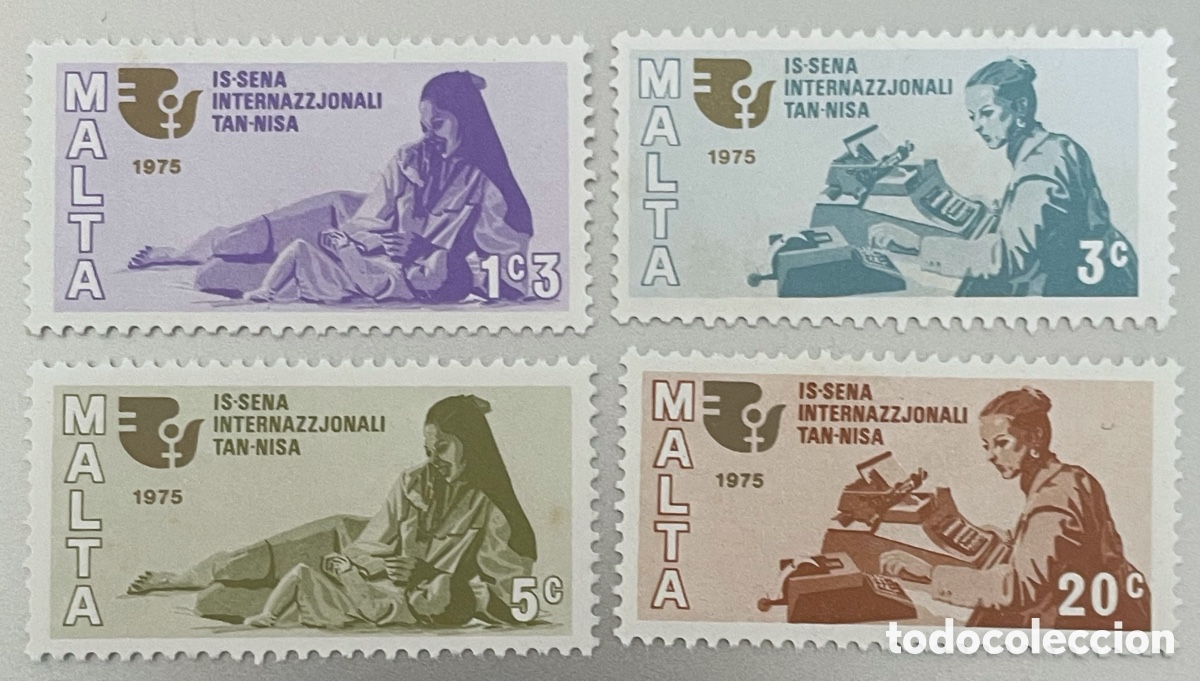 Sellos: Malta. A&ntilde;o internacional de la mujer. 1975 - Foto 1