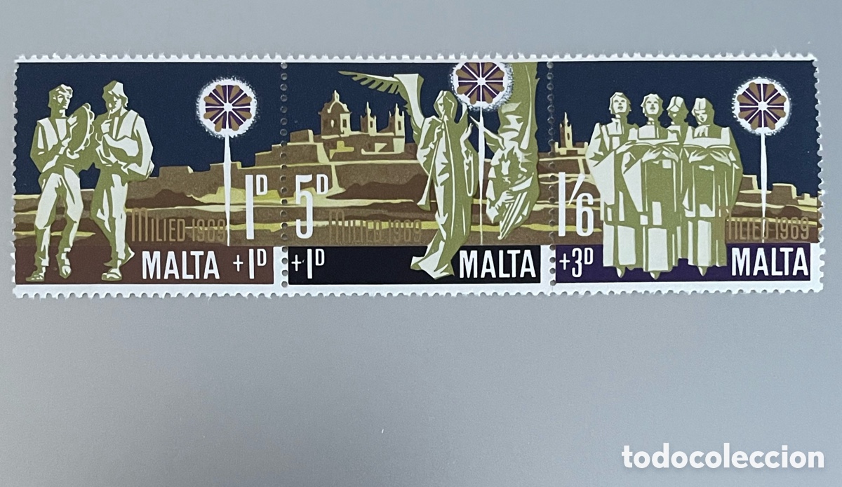 Sellos: Malta. Navidad. 1969 - Foto 1