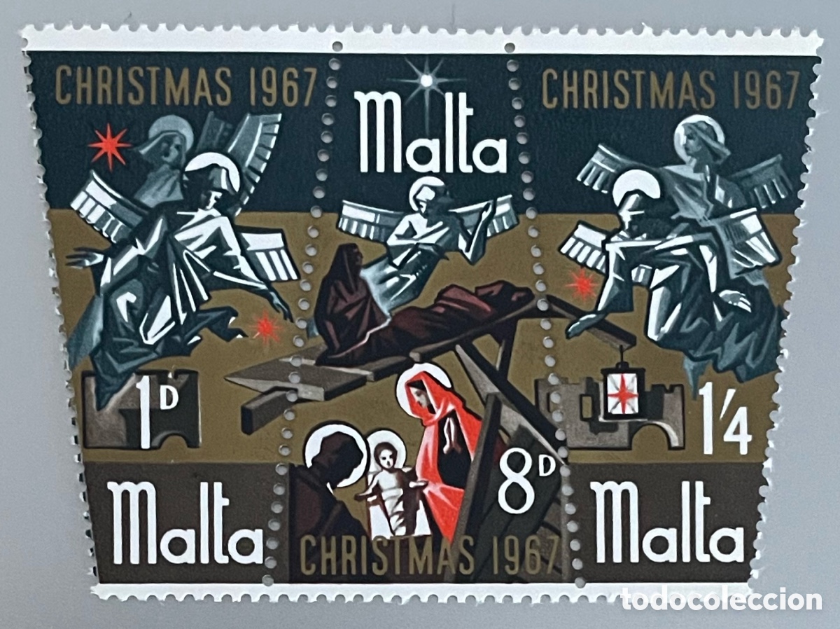 Sellos: Malta. Navidad. 1967 - Foto 1
