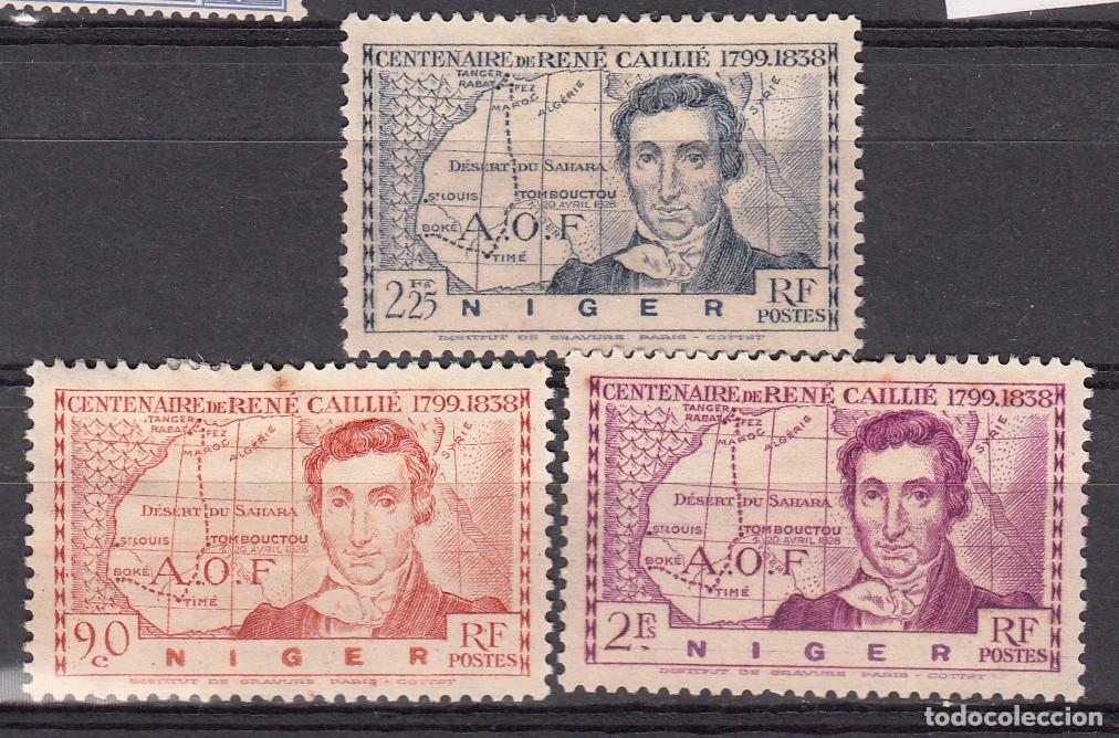 Sellos: NIGER 1939 - CENTENARIO DE RENE CAILLE - YVERT 64/66* - Foto 1