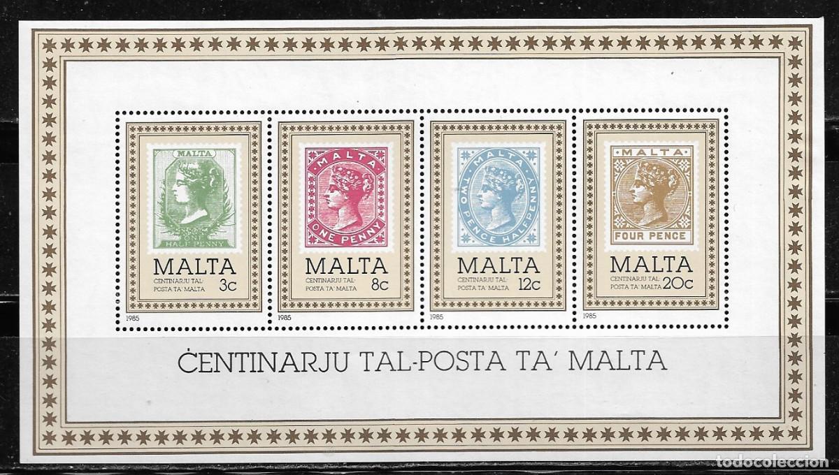 Sellos: MALTA 1985, HOJA BLOQUE Ivert 8 - CENTENARIO DEL SELLO. MNH.