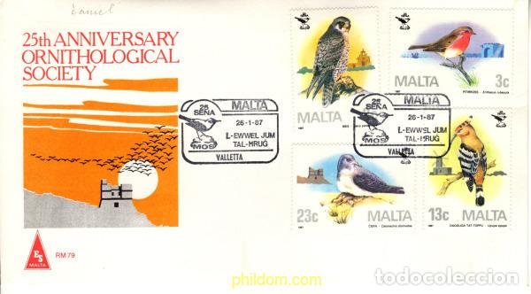 Sellos: 786998 MNH MALTA 1987 25 ANIVERSARIO DE LA SOCIEDAD ORNITOLOGICA MALTESA