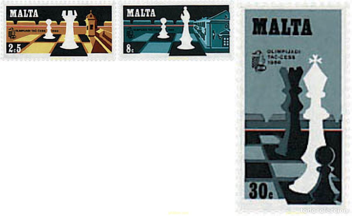 Francobolli: 30729 MNH MALTA 1980 CONGRESO DE LA FEDERACION INTERNACIONAL DE AJEDREZ