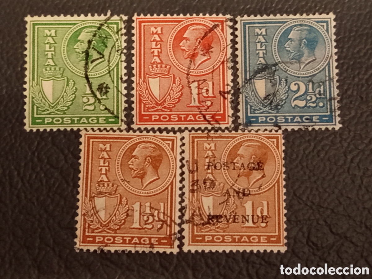 Sellos: Sellos Malta Rey Jorge V (1914-1921) Usados - &rdquo;Postage & Revenue&rdquo;