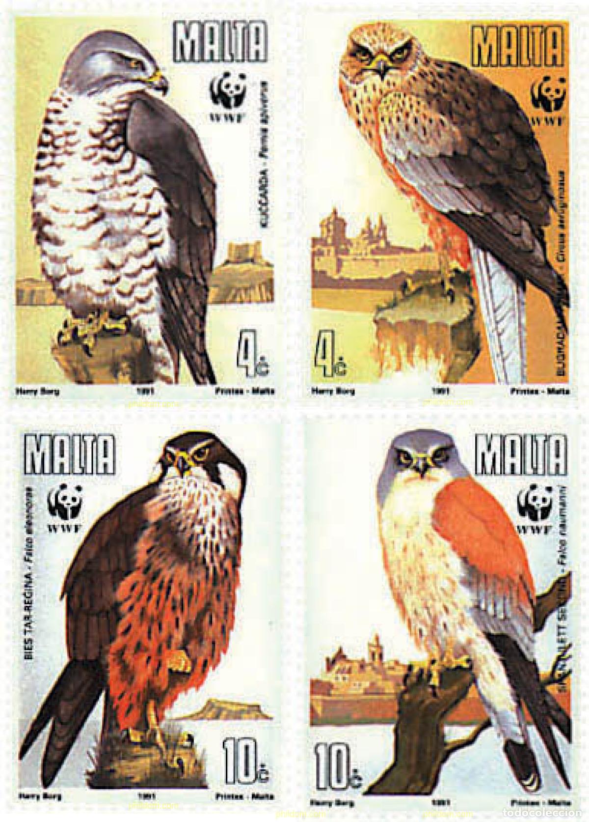 Sellos: 75076 MNH MALTA 1991 AVES DE PRESA