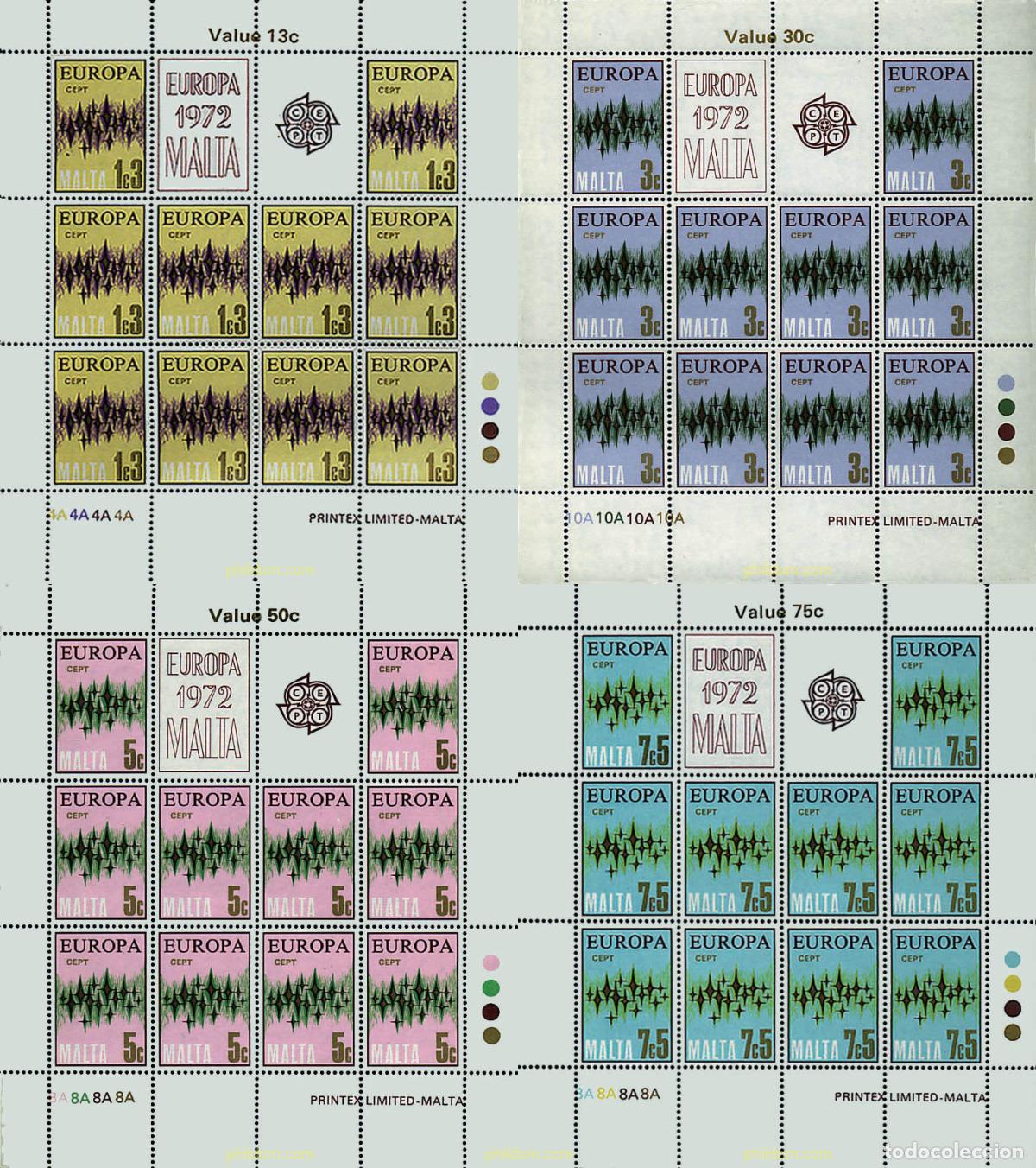Sellos: 7875 MNH MALTA 1972 EUROPA CEPT. COMUNICACIONES