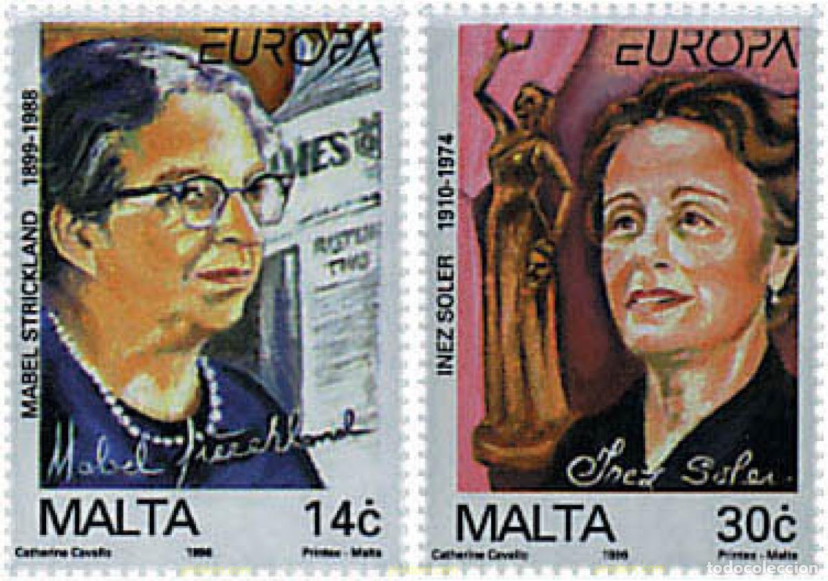 Sellos: 63025 MNH MALTA 1996 EUROPA CEPT. MUJERES CELEBRES