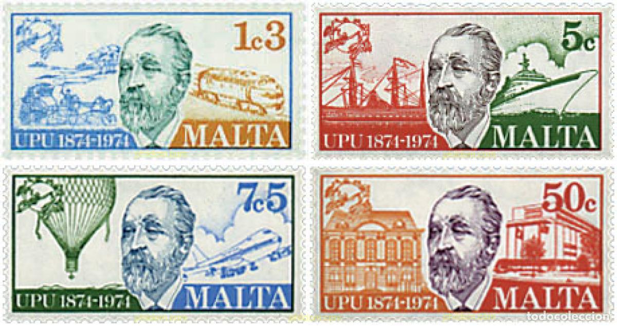 Sellos: 55884 MNH MALTA 1974 CENTENARIO DE LA UNION POSTAL UNIVERSAL