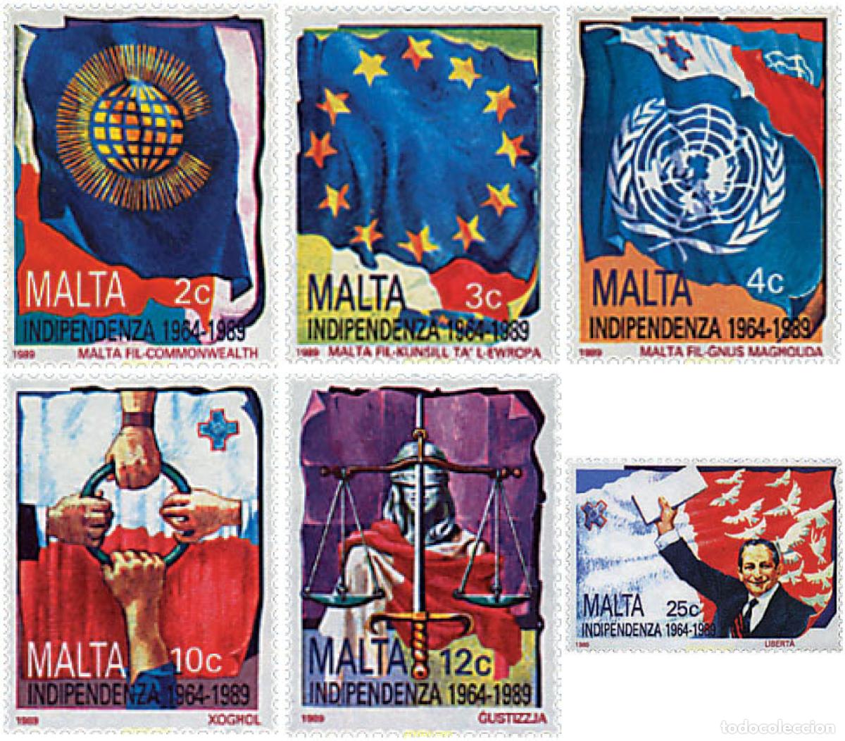 Sellos: 67608 MNH MALTA 1989 25 ANIVERSARIO DE LA INDEPENDENCIA