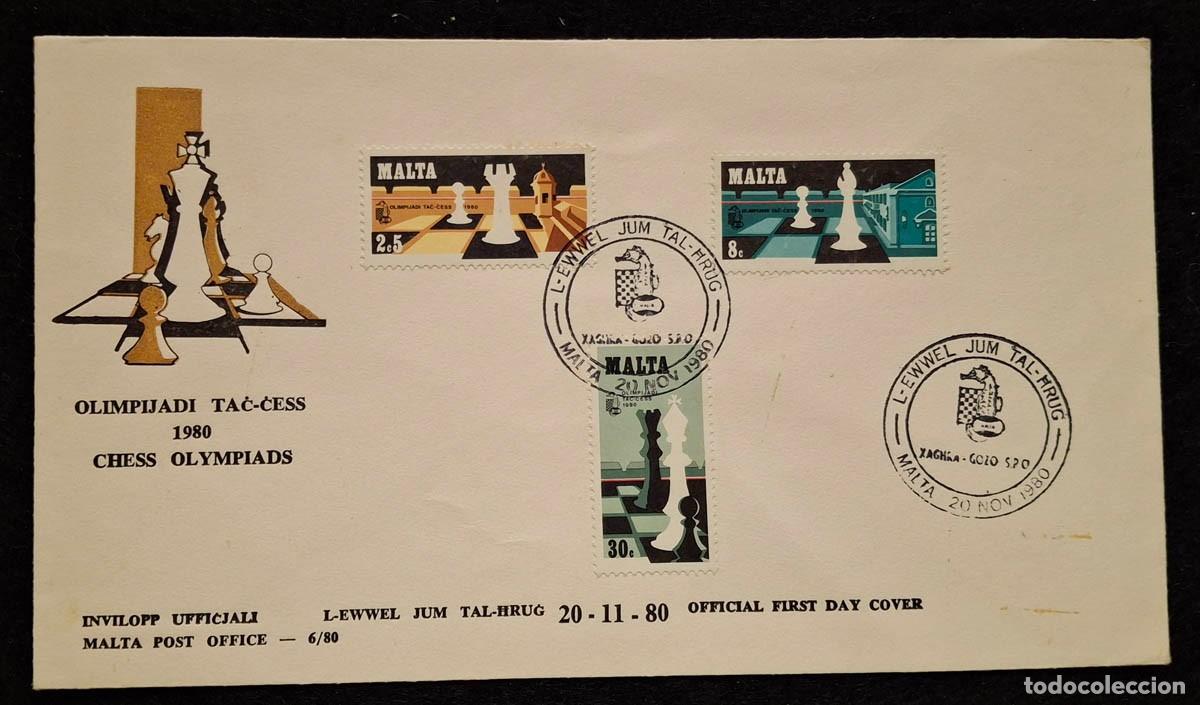 Briefmarken: Primer d&iacute;a de emisi&oacute;n de Malta conmemora la 24.&ordf; Olimpiada de Ajedrez de 1980