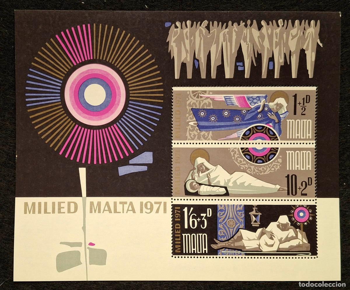 Briefmarken: Hoja bloque de sellos de Navidad de Malta de 1971