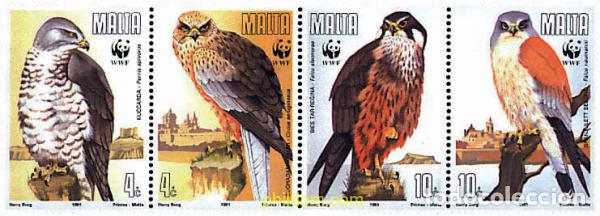 Sellos: 5217 MNH MALTA 1991 AVES DE PRESA