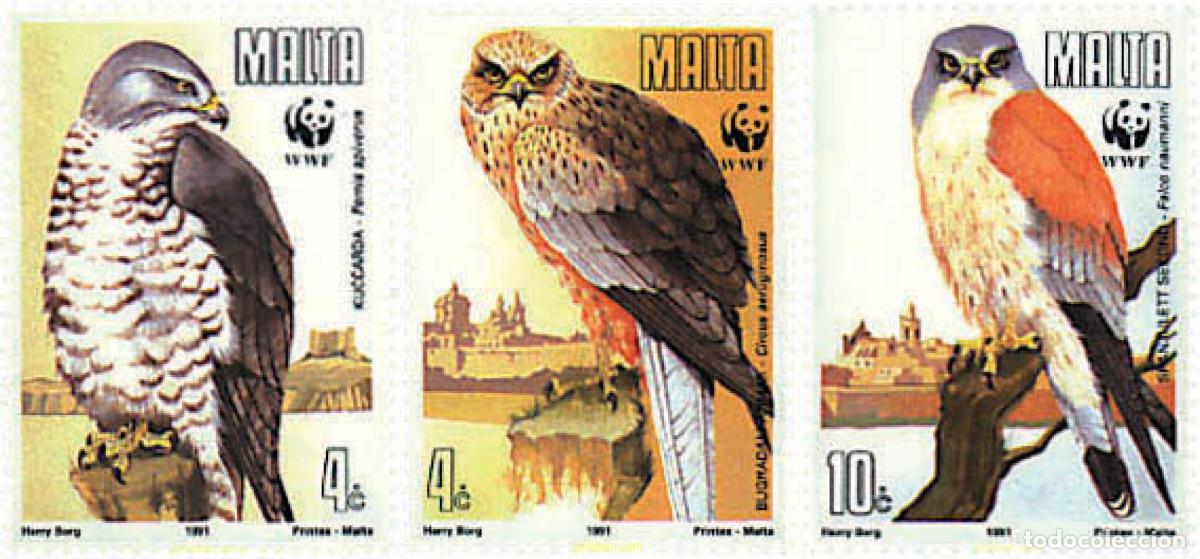 Sellos: 283923 MNH MALTA 1991 AVES DE PRESA