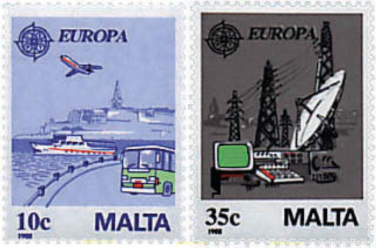 Sellos: 62699 MNH MALTA 1988 EUROPA CEPT. TRANSPORTE Y MEDIOS DE COMUNICACION
