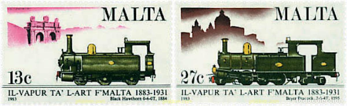 Sellos: 61253 MNH MALTA 1983 CENTENARIO DEL FERROCARRIL EN MALTA