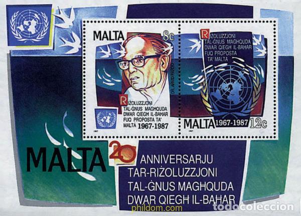Sellos: 67605 MNH MALTA 1987 20 ANIVERSARIO DE LA RESOLUCION DE LAS NACIONES UNIDAS