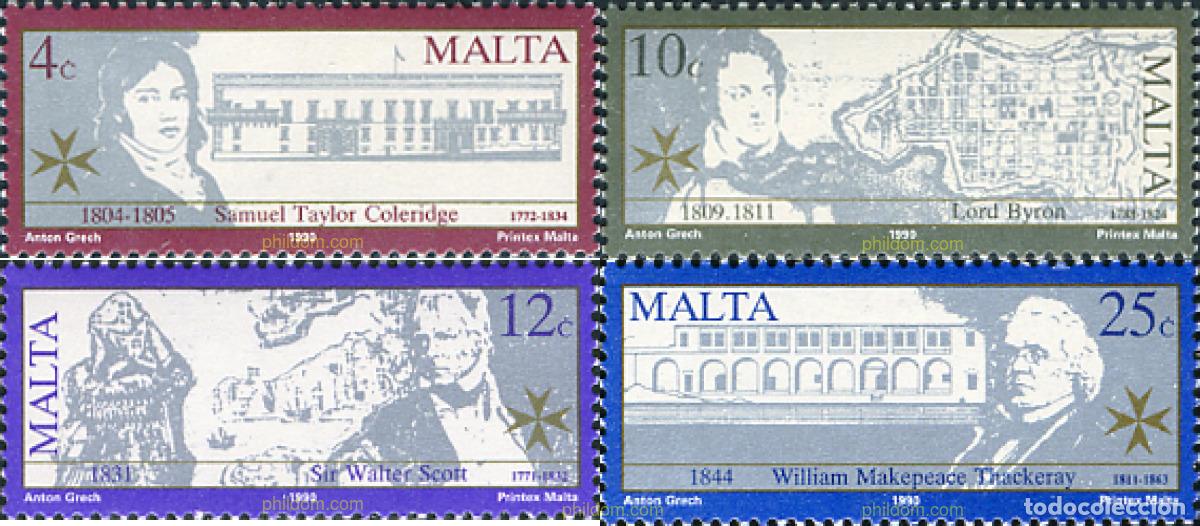 Sellos: 164298 MNH MALTA 1990 POETAS BRITANICOS