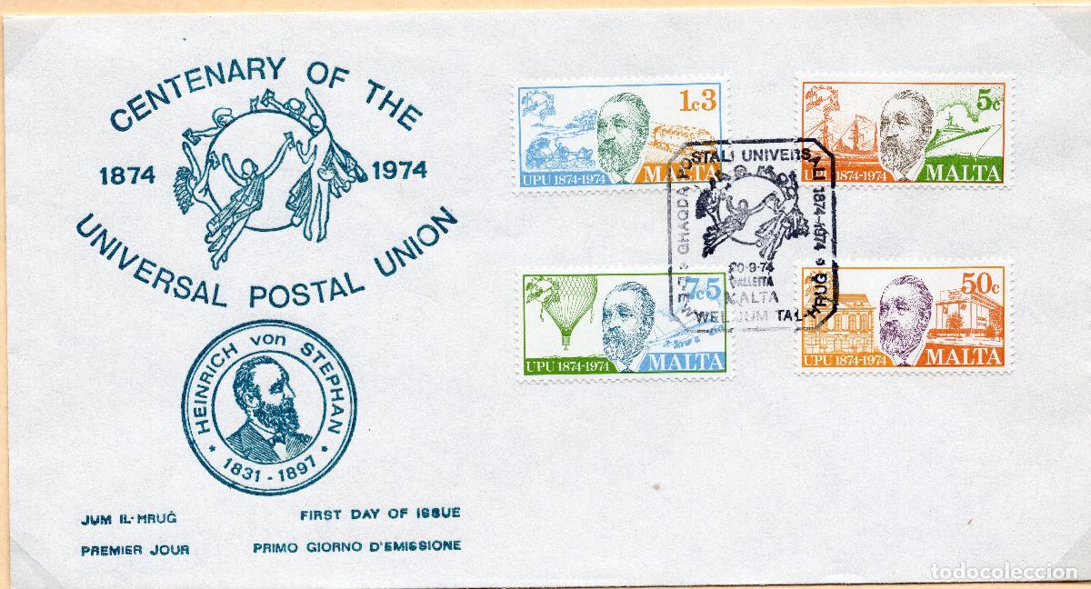 Sellos: MALTA 1974 CARTA FDC MICHEL MT 497-500