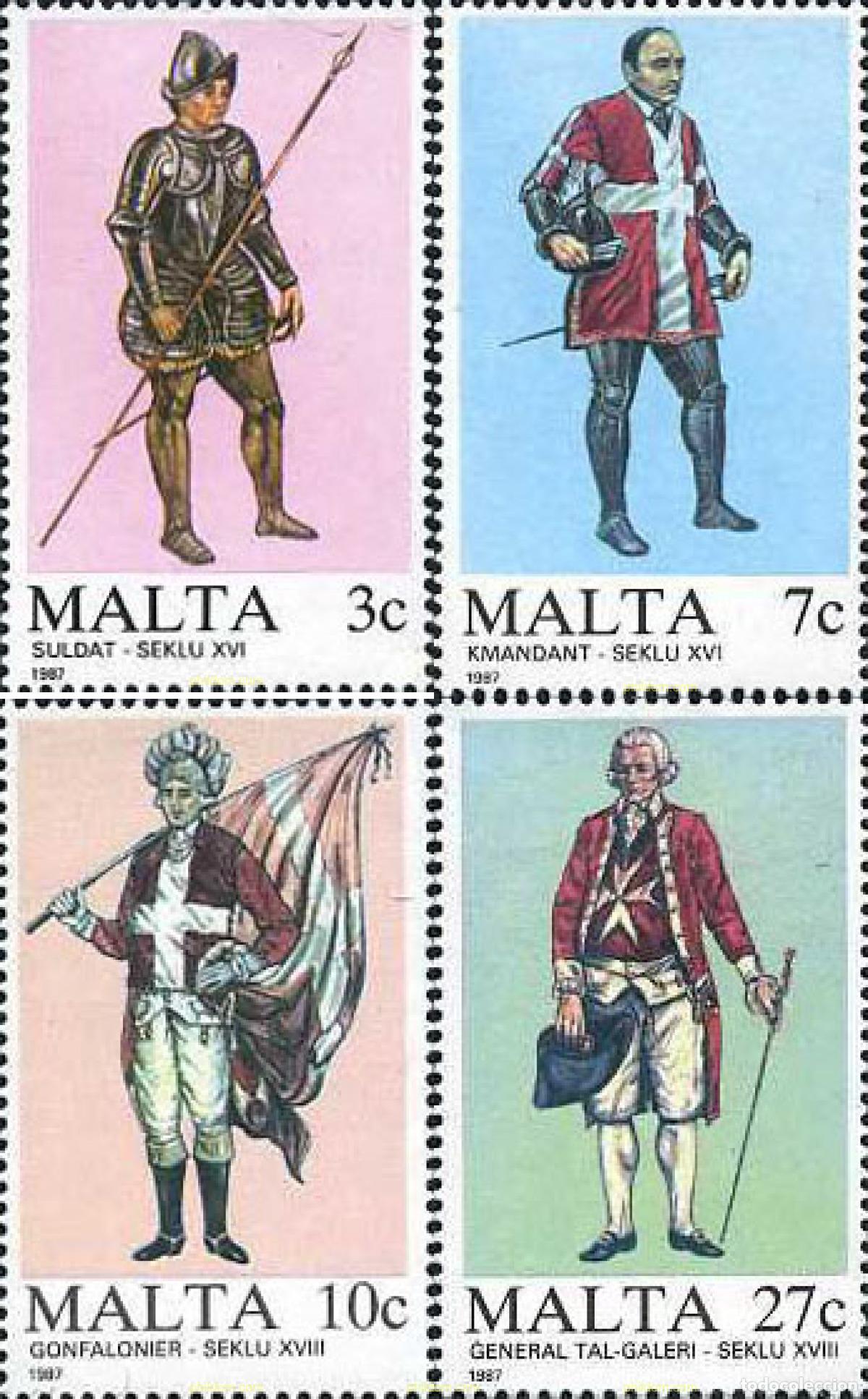 Sellos: 164255 MNH MALTA 1987 UNIFORMES MILITARES