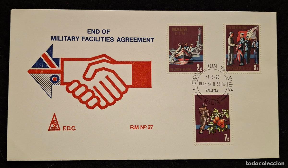 Sellos: Primer d&iacute;a de emisi&oacute;n (FDC) de Malta, 31 de marzo de 1979 fin del acuerdo de instalaciones militares