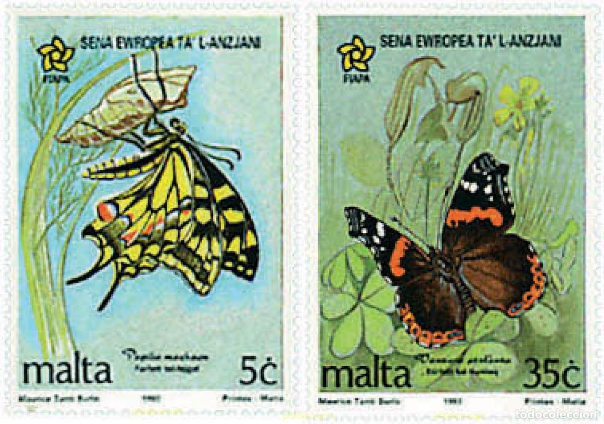 Sellos: 95361 MNH MALTA 1993 MARIPOSAS