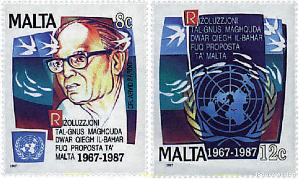 Sellos: 67606 MNH MALTA 1987 20 ANIVERSARIO DE LA RESOLUCION DE LAS NACIONES UNIDAS