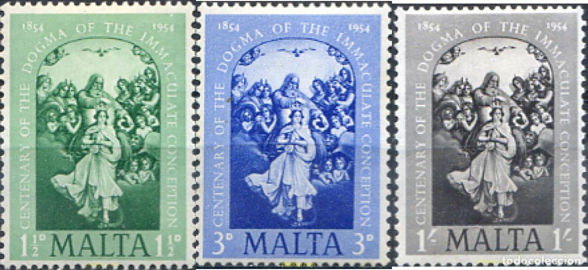 Sellos: 675737 HINGED MALTA 1954 IMACULADA CONCEPCION